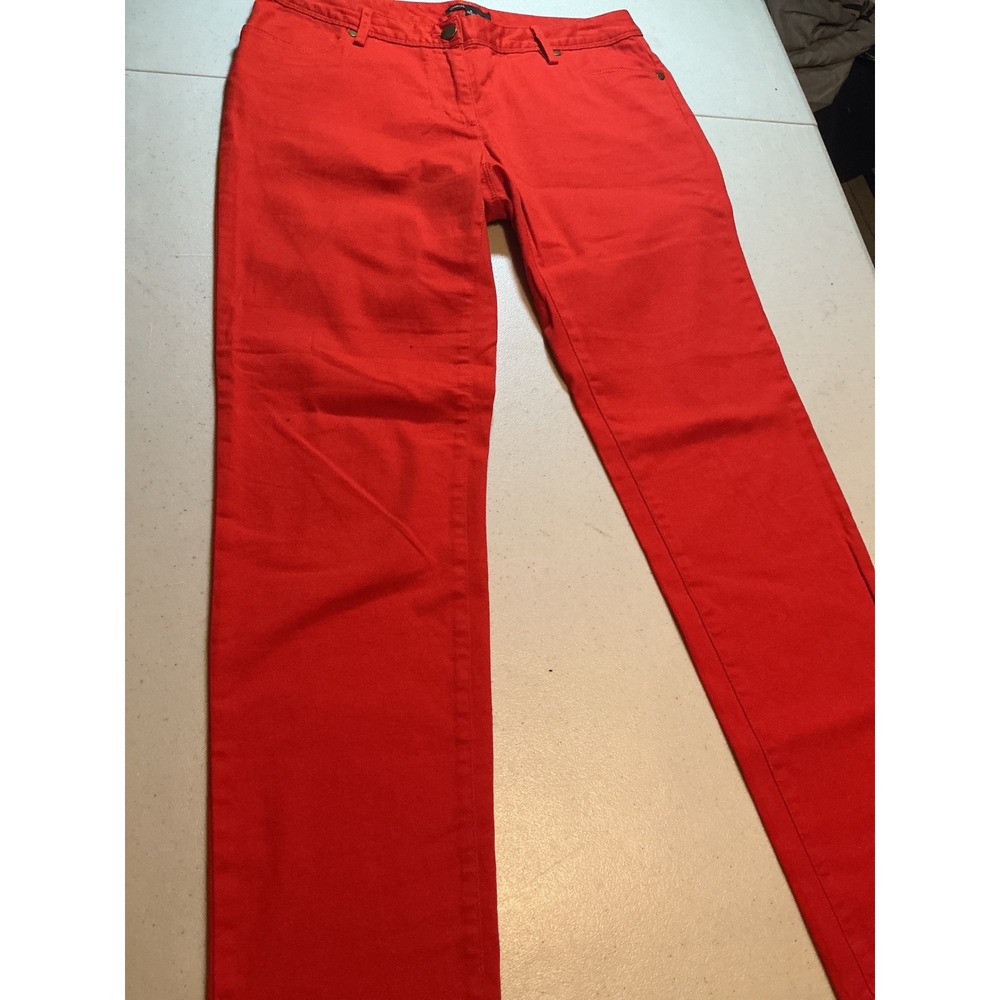 Chaus Womens Red Straight Leg 5-Pocket Twill Pants Size 6